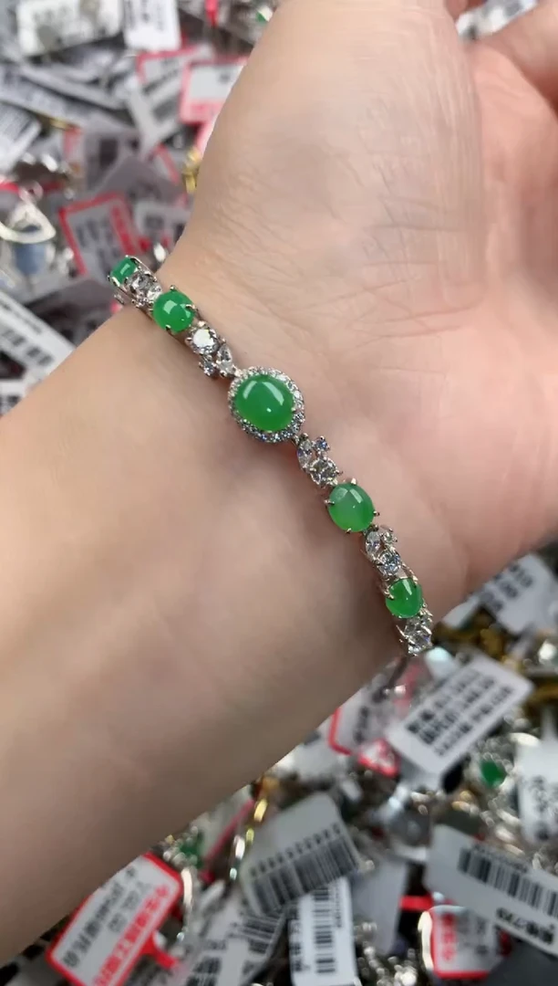 银S925镶嵌戒指翡翠151515---8