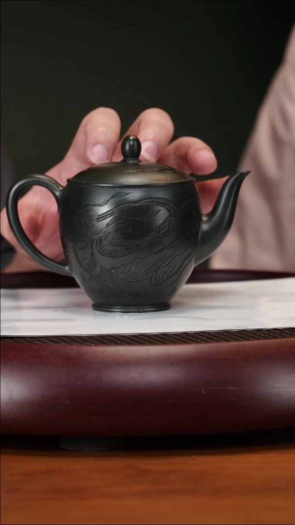 茶壶紫砂4-26ZWP飞天可心绿泥300cc