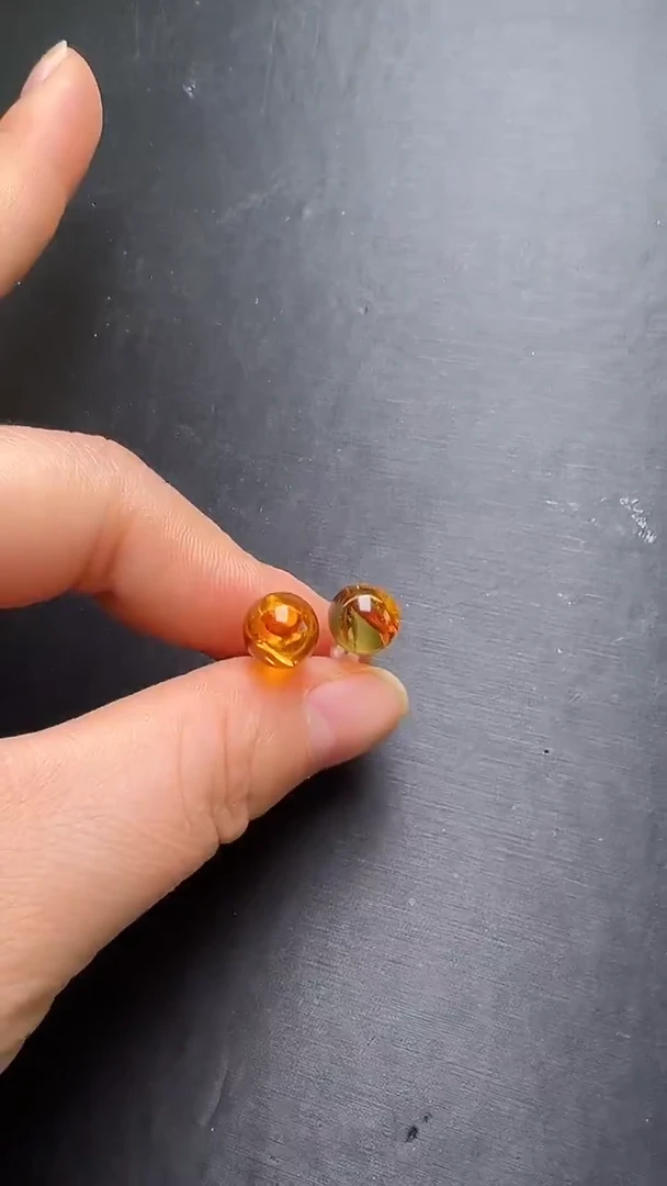 琥珀（花珀）未镶嵌耳饰花珀耳钉  多样性发一 JP57581