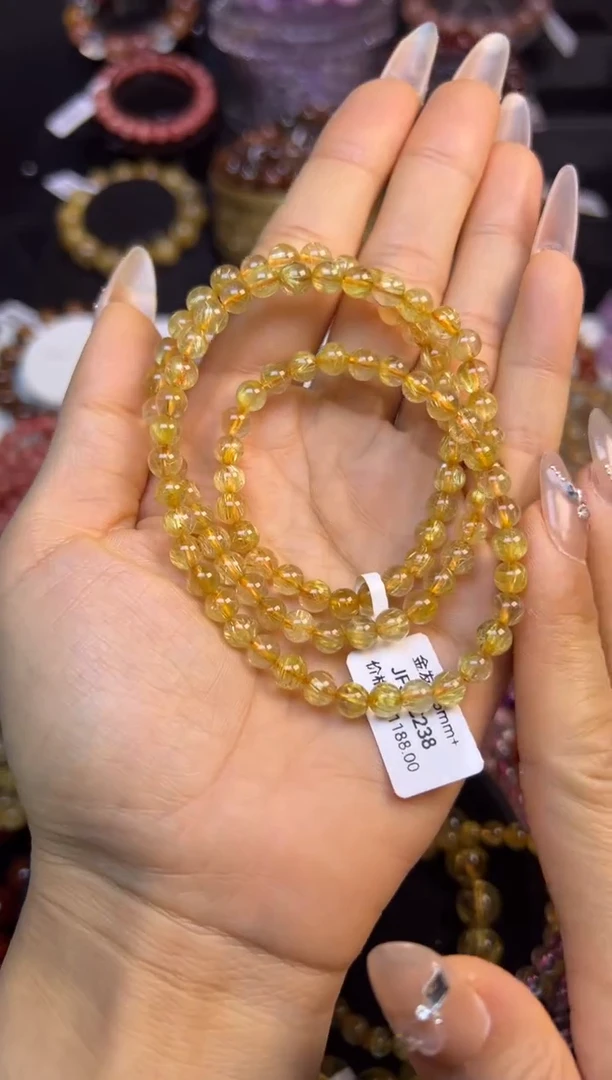 未镶嵌手串水晶金发晶三圈5.8mm