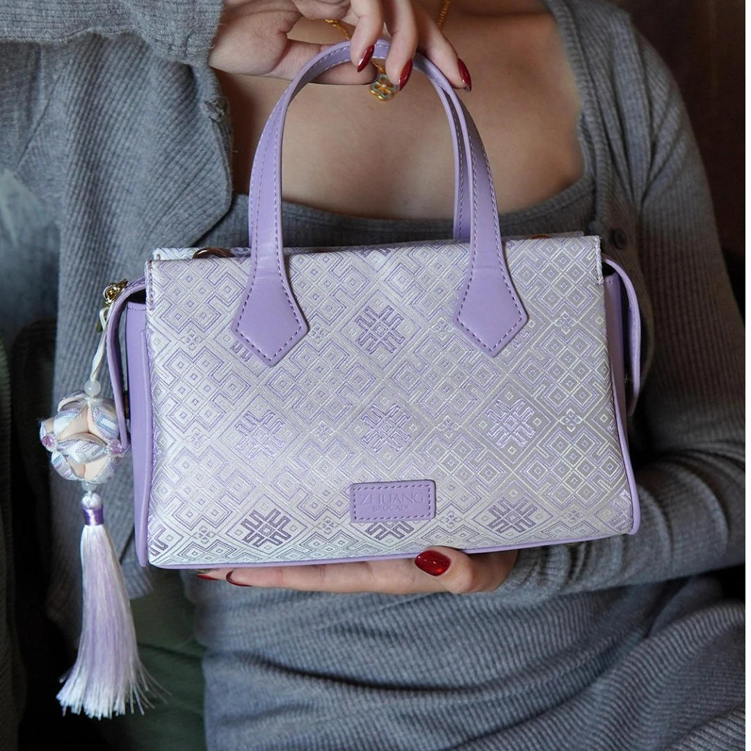 【暮锦天章】广西非遗壮锦枕头包包手提斜挎民族风轻奢手拎包B5027