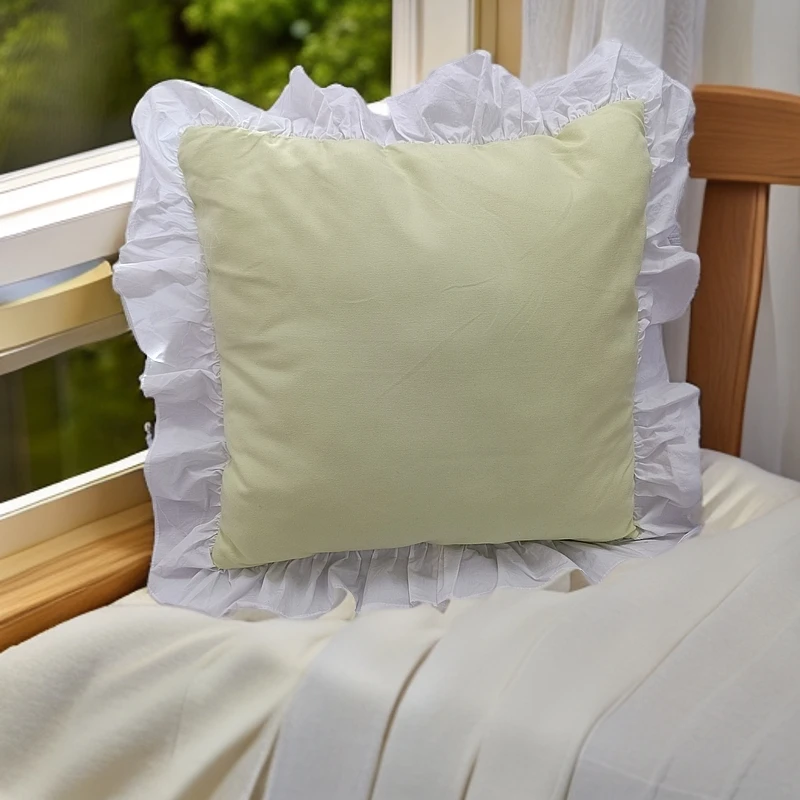 荷叶边抱枕套正方形沙发靠垫可拆洗家用枕套