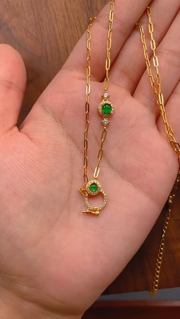 【闪购商品】翡翠项链银S925镶嵌蛋面项链