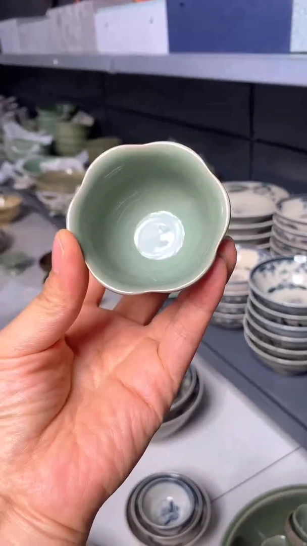 耀州窑花口小杯4只