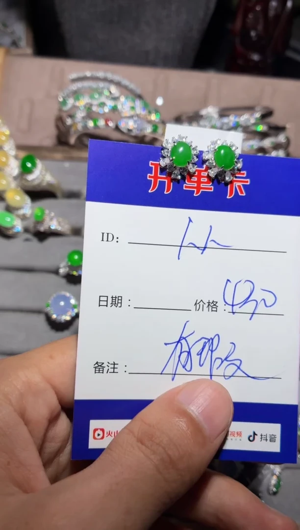 翡翠银S925镶嵌耳饰定向 从蓉