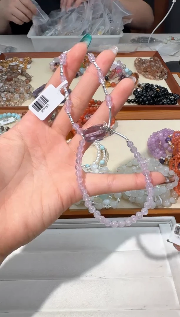 【闪购商品】水晶手链银S925镶嵌A036紫水双圈随行款