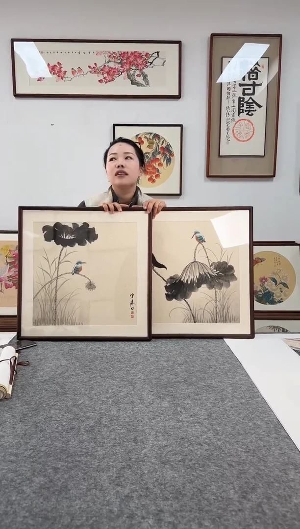 书法YC675/676--53*53绘画一对