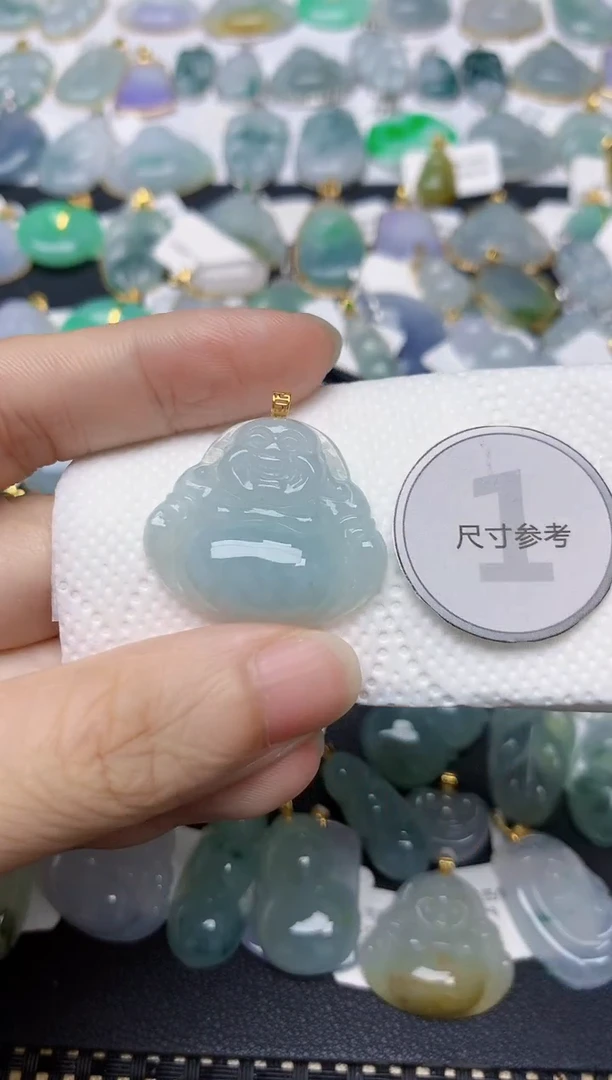 翡翠18K金镶嵌颈饰天然缅甸A货翡翠