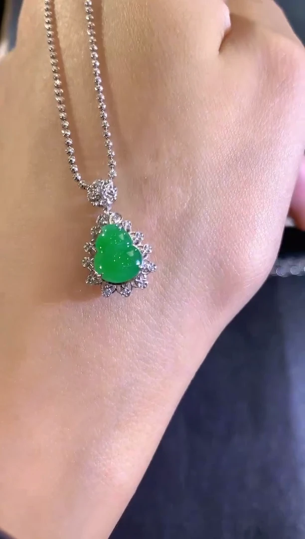 翡翠18K金镶嵌吊坠(不含链)a18多样性一件发货