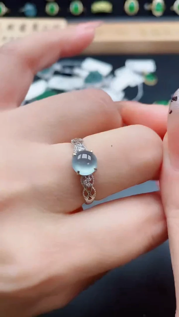 银S925镶嵌戒指翡翠1
