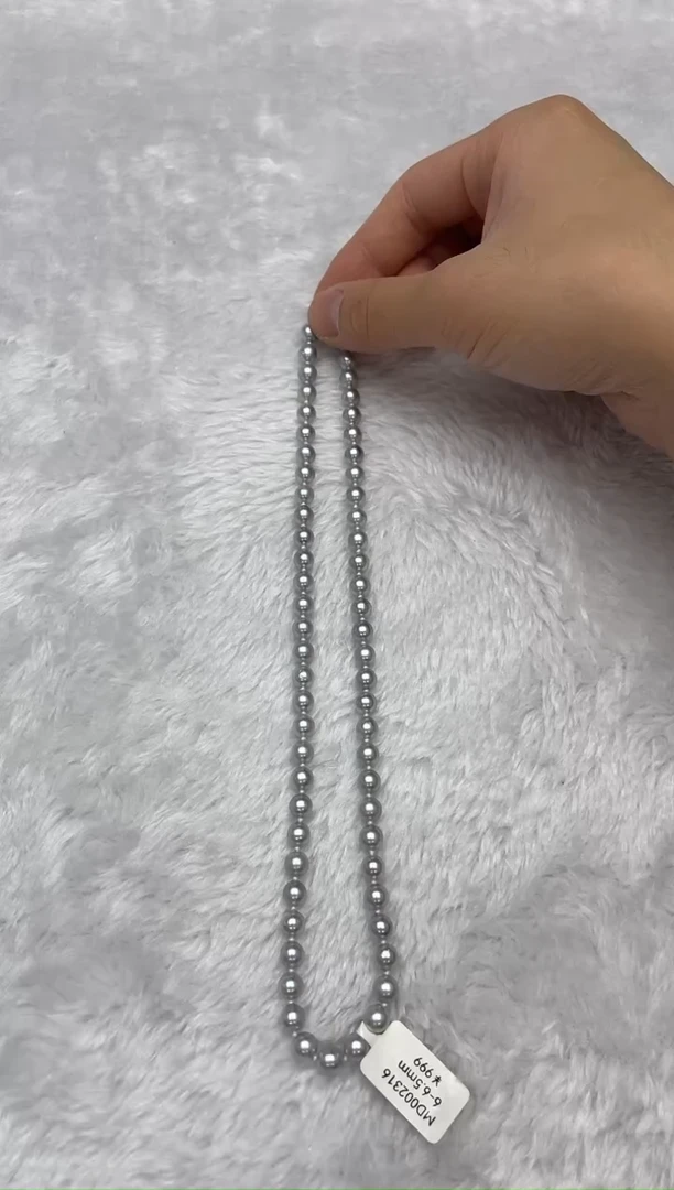 项链银S925镶嵌海水珍珠AK真多麻6-6.5mm