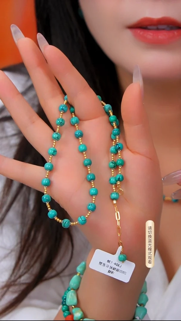 银S925镶嵌绿松石项链多样性发货一件