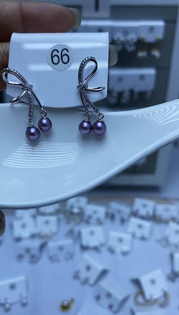 银S925镶嵌耳饰淡水珍珠66