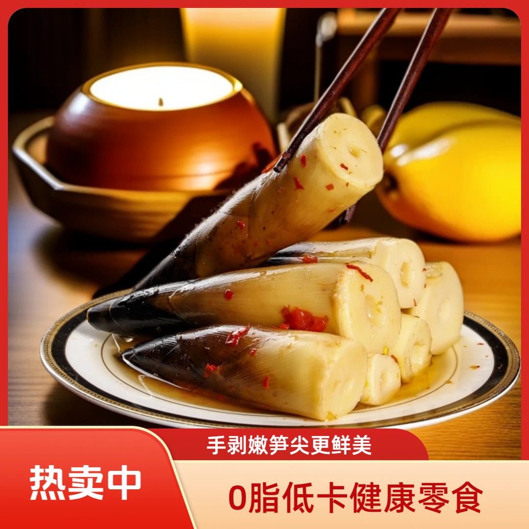 0脂低卡手剥笋开袋即食嫩笋尖香辣泡椒脆笋网红休闲零食竹笋