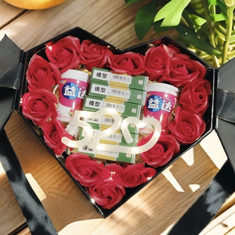 七夕永生满天星玫瑰花装烟礼盒大号成品送男友生日中秋国庆礼物盒