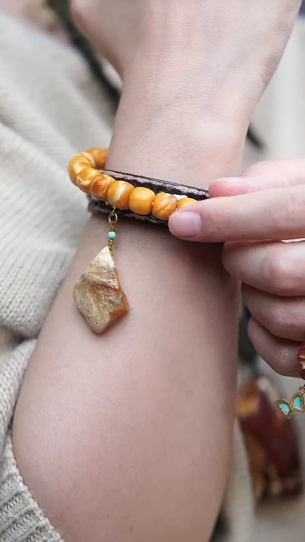 裸石蜜蜡未镶嵌*蜜蜡提溜*活扣头可拆*百搭手串项链