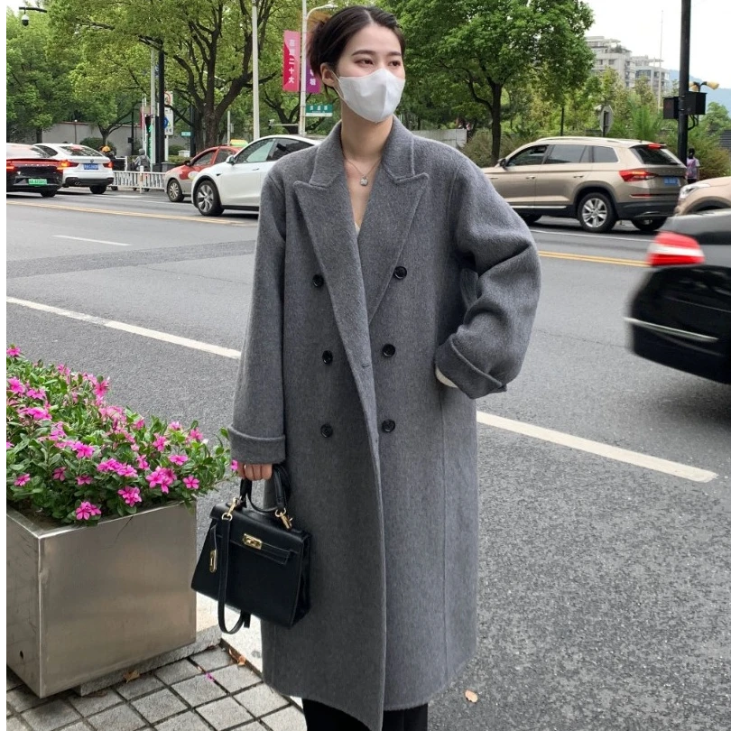 【冬日相守】中长款大衣百搭韩版外套双面呢宽松