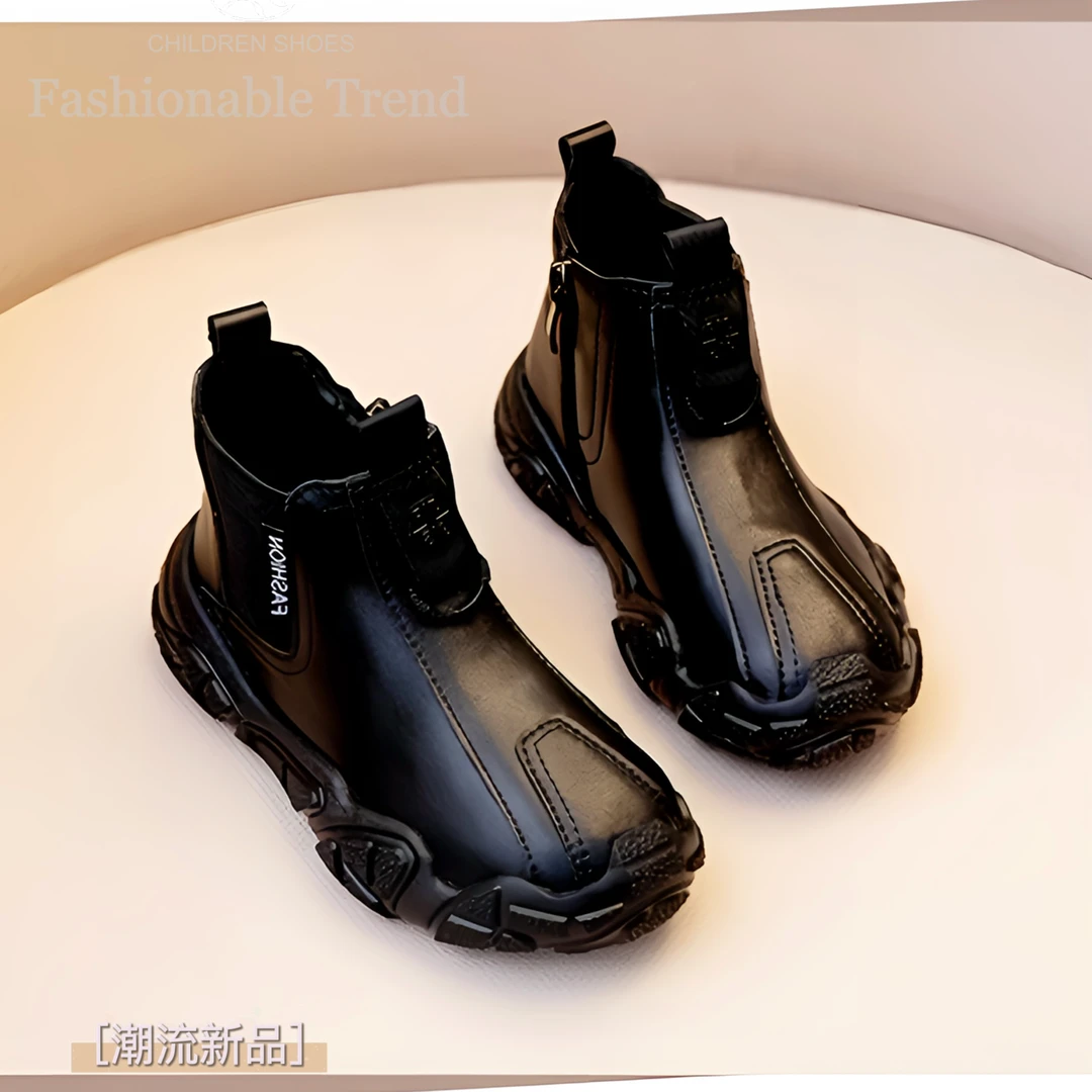 儿童秋冬马丁靴洋气2024加绒爆款宝宝6-12岁新款男童真皮潮款靴子