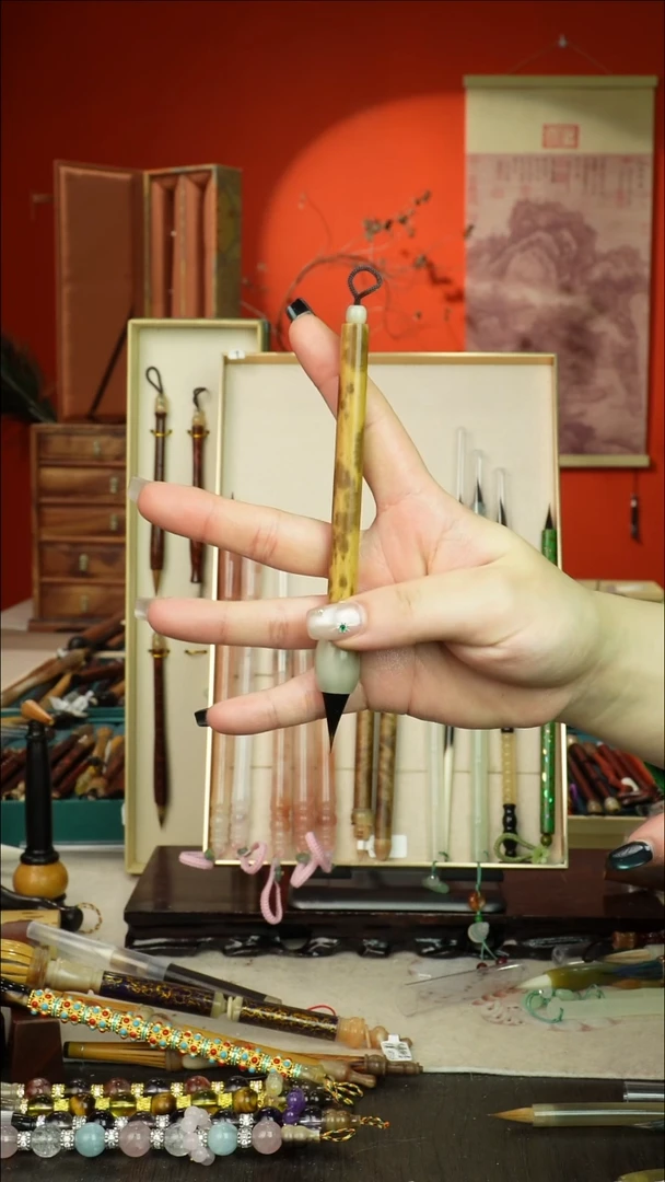 575号闪孤品高货毛笔链接 清水试笔 蘸墨不退