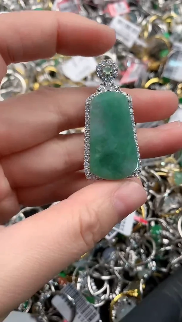 银S925镶嵌戒指翡翠444              5