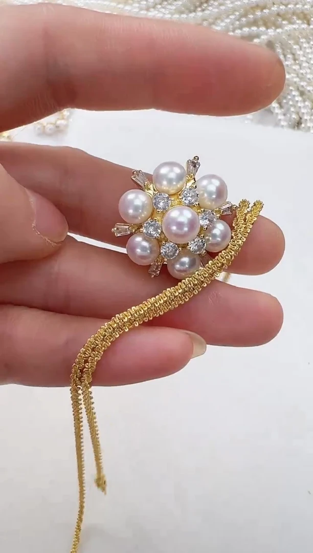 【闪购商品】淡水珍珠吊坠(赠链)合金金色七珠