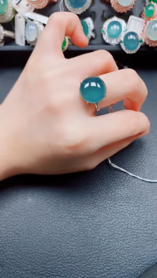 银S925镶嵌戒指翡翠翡翠