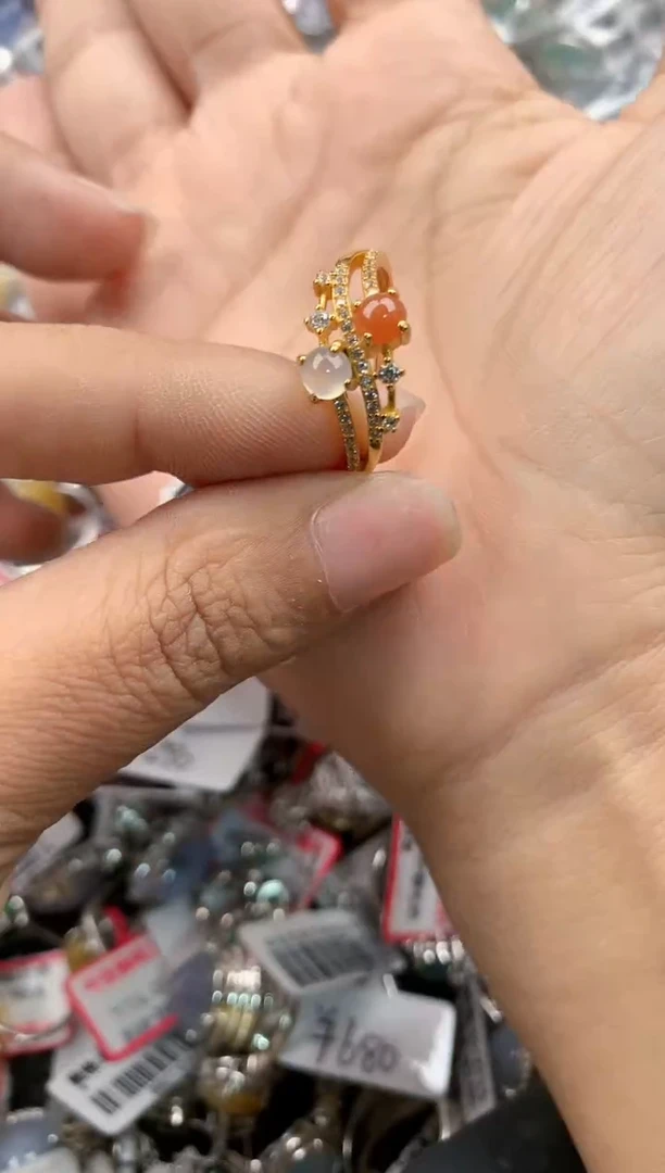 银S925镶嵌戒指翡翠333          6