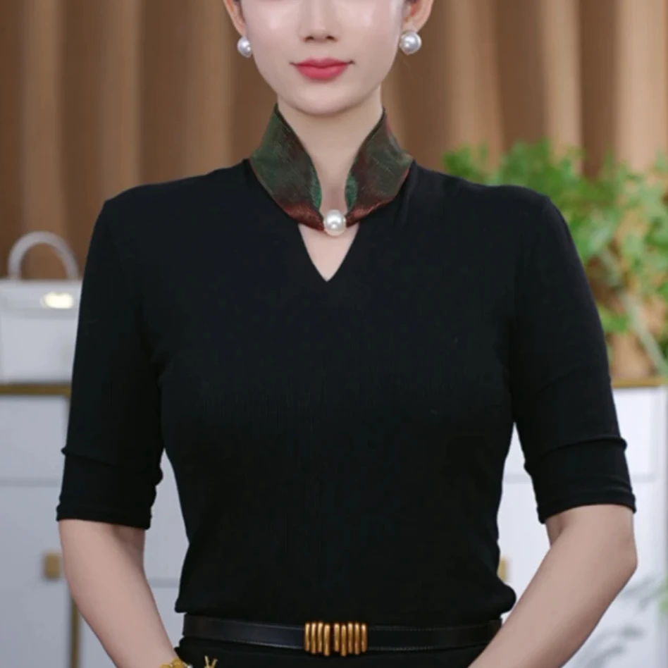 韩版新款百搭炫彩珠珠脖颈时尚小丝巾春夏遮颈纹丝巾