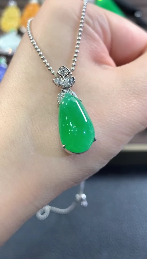 吊坠(不含链)18K金镶嵌翡翠d5