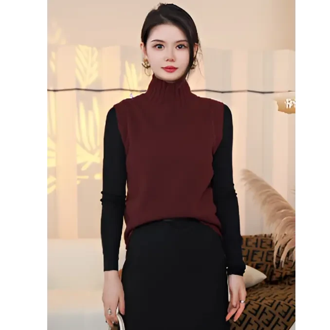 皖儿冬季保暖内搭修身弹力安可拉红打底衫5B24DU5133