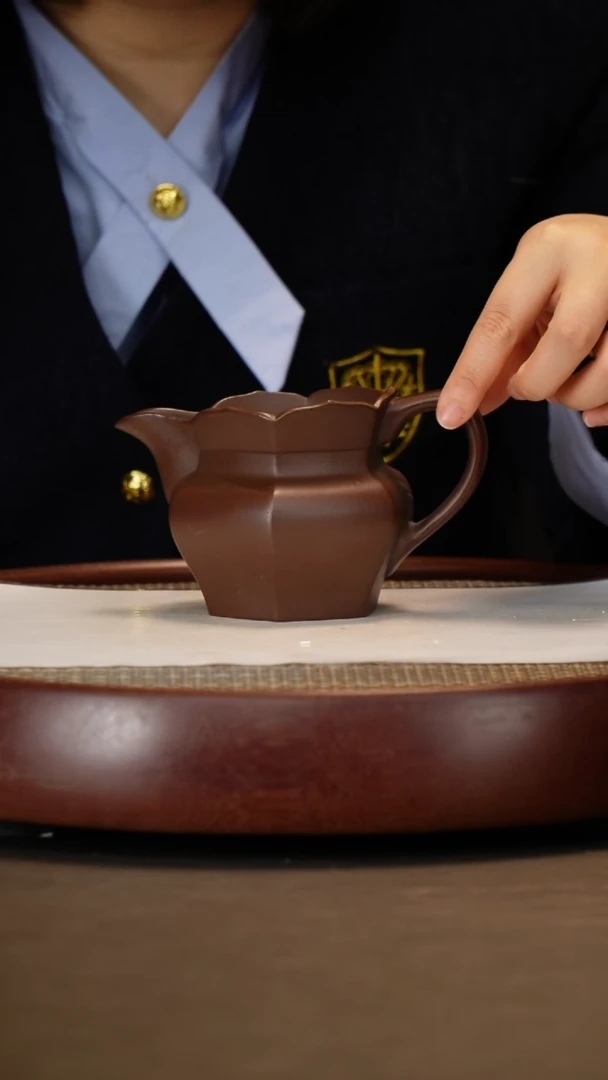 【闪购商品】紫砂茶杯紫泥六方僧帽公道