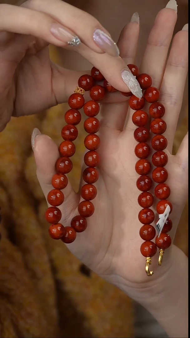 【闪购商品】南红玛瑙项链18K金镶嵌T05（多样性发一件）9mm+