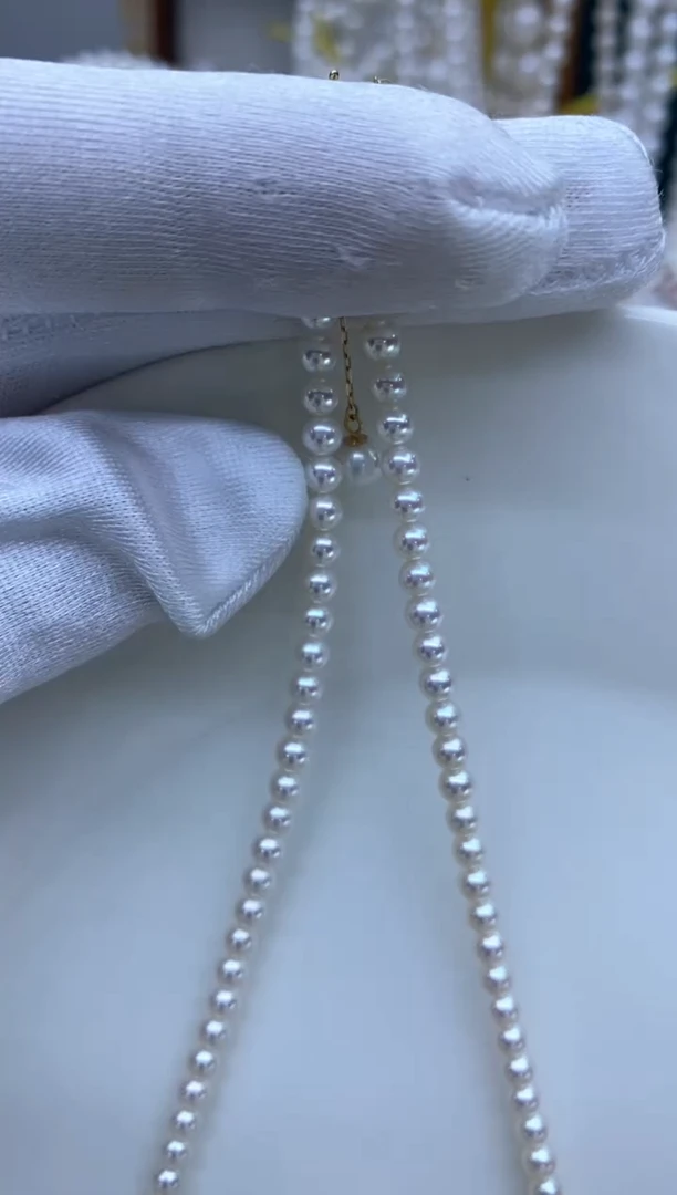 【闪购商品】淡水珍珠项链18K金镶嵌3-4