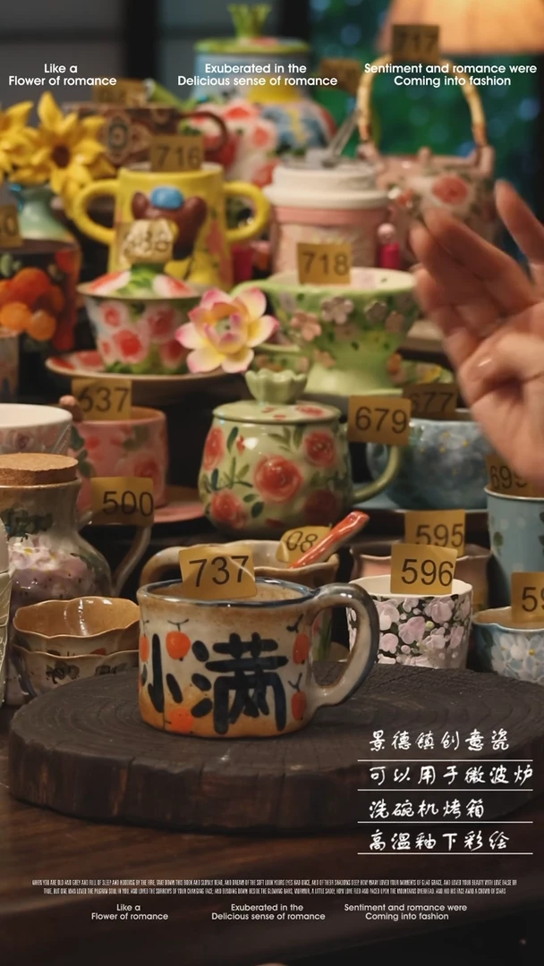 陶瓷景德镇高温釉下彩绘设计师款式