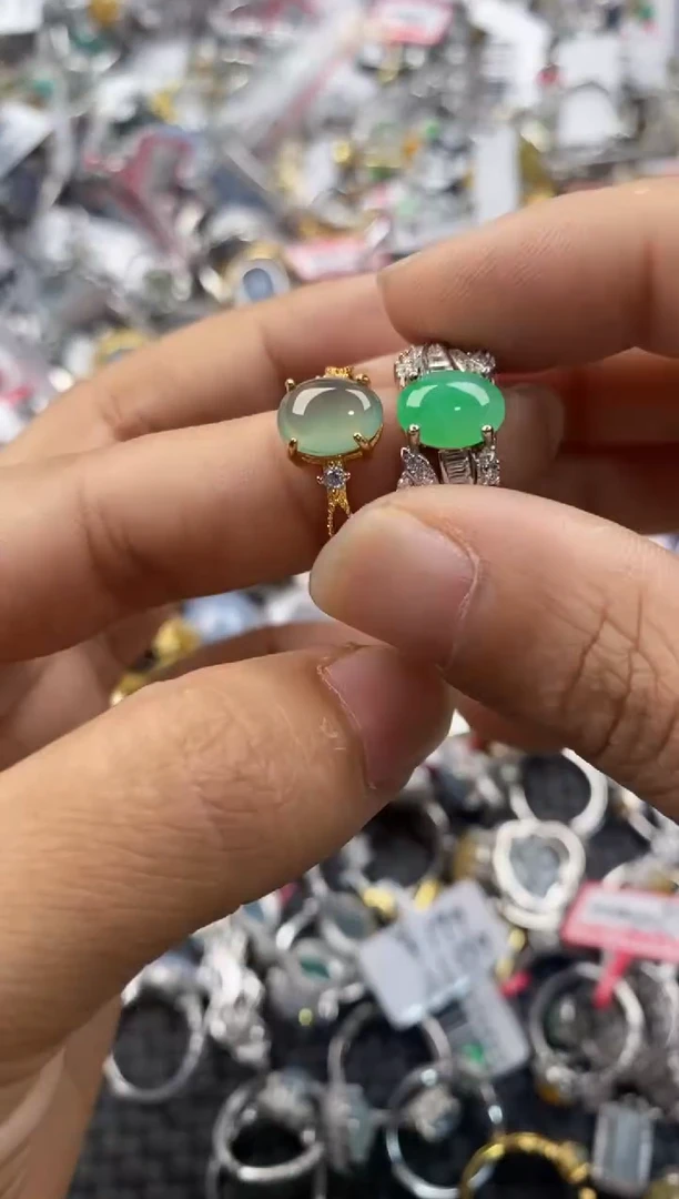 银S925镶嵌戒指翡翠111---8