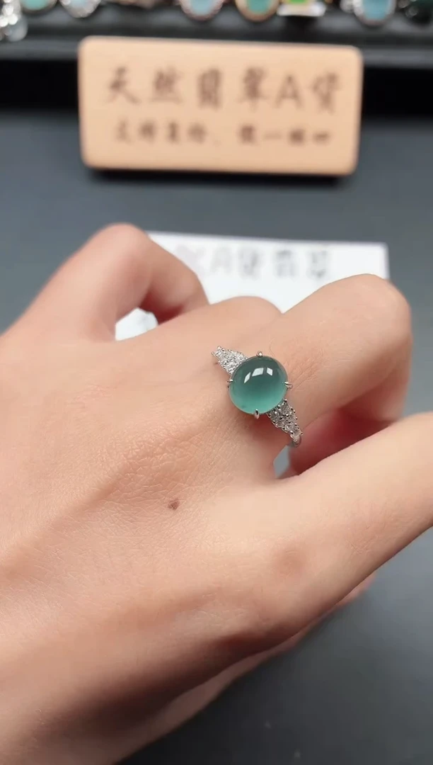 银S925镶嵌戒指翡翠1