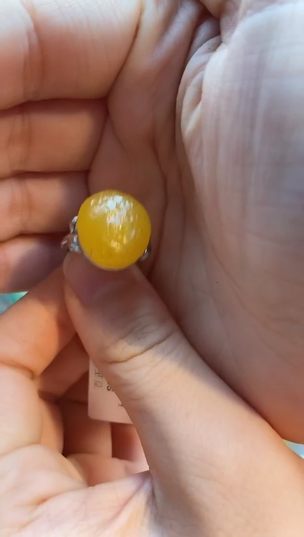 琥珀银S925镶嵌戒指戒指