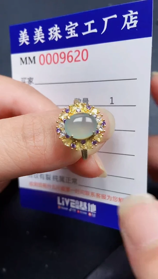 翡翠银S925镶嵌颈饰9620
