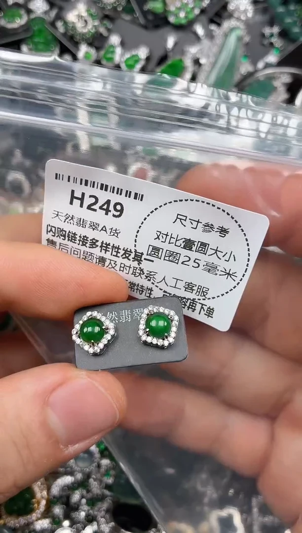 颈饰未镶嵌翡翠H249耳钉