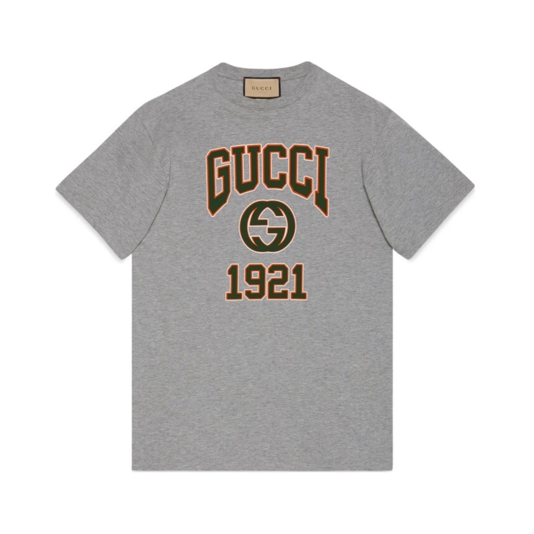 未使用 GUCCI/古驰 1921字母logo印花灰色短袖T恤