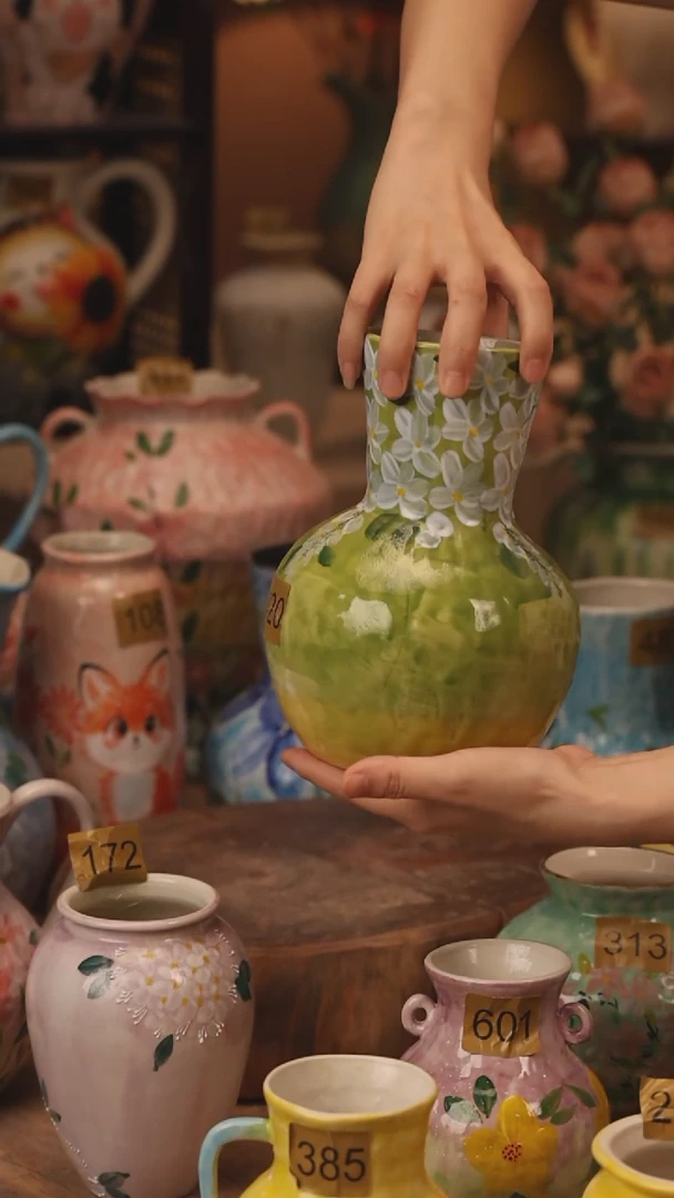 陶瓷420景德镇设计师手作花器摆件侘寂风