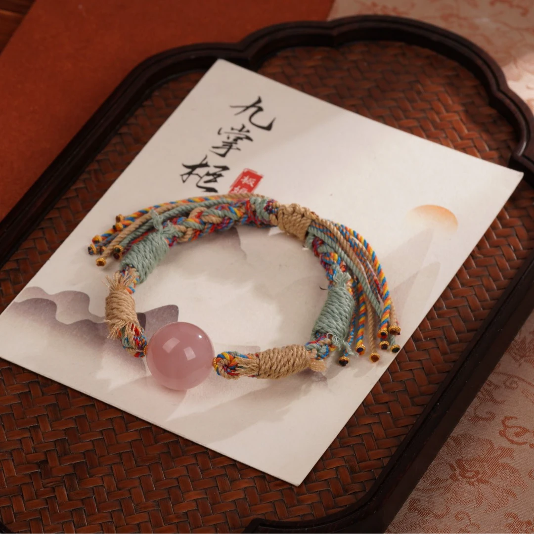 天然马粉单珠手绳简约设计百搭—多样性发其一约18mm【JJ024】