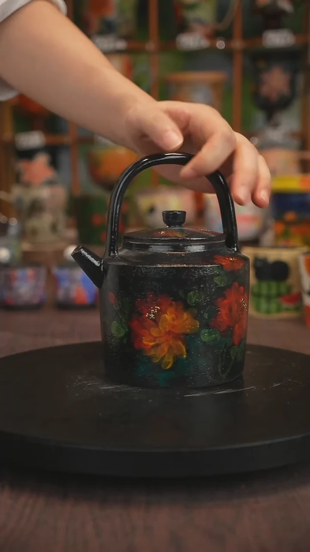 紫砂油画手绘釉下彩
