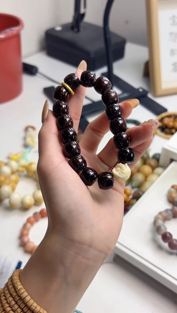 手串菩提根/象牙果沐f39紫金鼠桶珠12mm手串醒狮款瑕疵不补