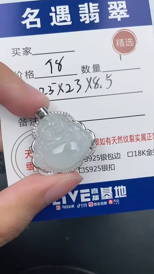 翡翠银S925镶嵌颈饰挂件