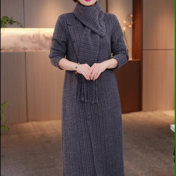 加绒加厚大码女装连衣裙遮肉显瘦加肥加大款收腰显瘦SXE-24-760