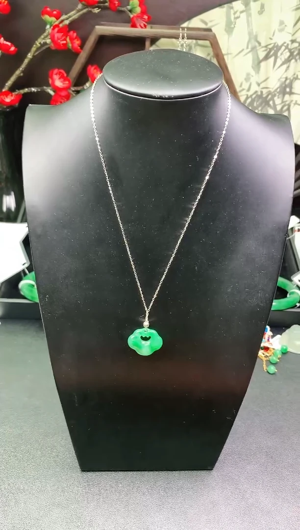 【闪购商品】石英质玉项链如意锁银S925镶嵌项链 如意锁