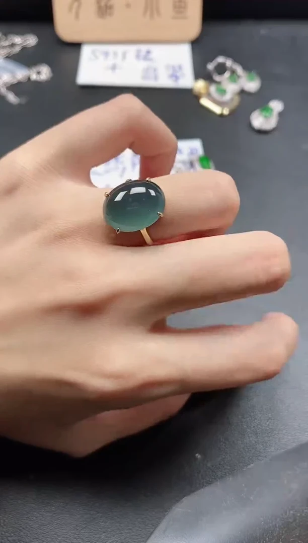 银S925镶嵌戒指翡翠51511