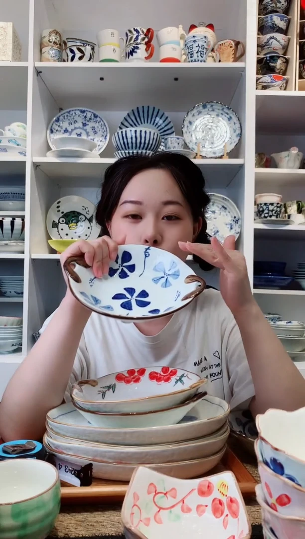 陶瓷风车花双耳盘