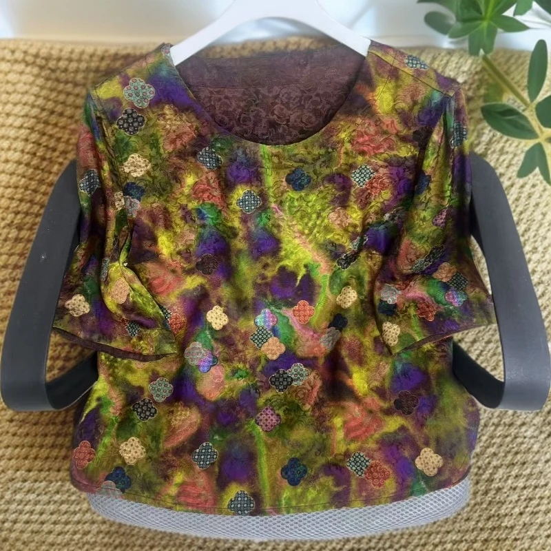 670【幸运草】国风新中式夏季时尚洋气女式圆领短袖上衣